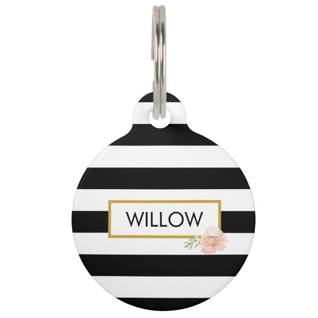 Médaillon Pour Animaux Noir et blanc personnalisé (Devant)
