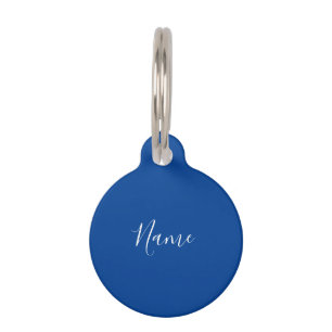 Médaillon Pour Animaux Nom de calligraphie simple bleue