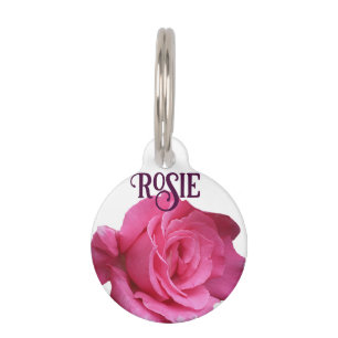 Médaillon Pour Animaux Nom de chat Rosie chien rose rose personnalisable