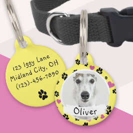 Médaillon Pour Animaux Nom de chien photo personnalisée Empreintes de pat