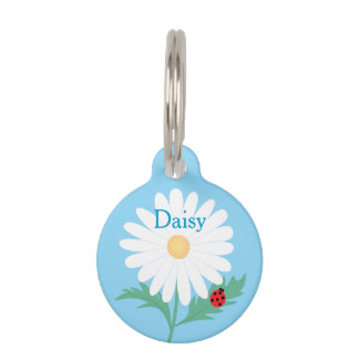 Médaillon Pour Animaux Nom de compagnie personnalisé Daisy Flower Ladybug