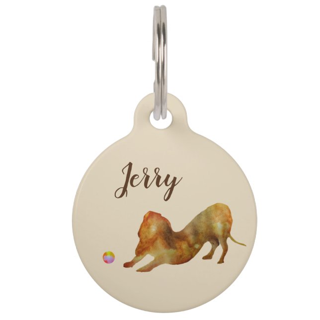 Médaillon Pour Animaux Nom de coutume de chien de teckel (Devant)