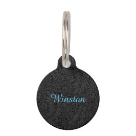 Médaillon Pour Animaux Nom de l'animal de compagnie Black Botanical Sky B