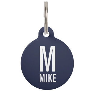 Médaillon Pour Animaux Nom de l'animal et monogramme avec coordonnées du