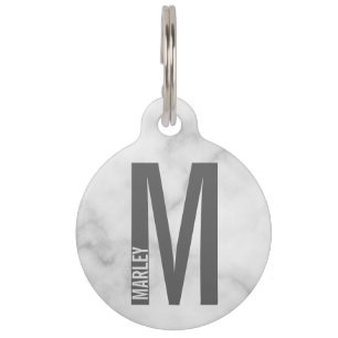 Médaillon Pour Animaux Nom de l'animal et monogramme avec coordonnées du 
