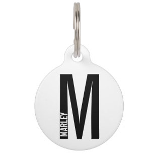 Médaillon Pour Animaux Nom de l'animal et monogramme avec coordonnées du