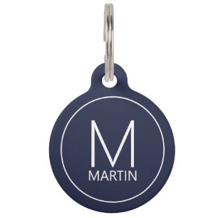 Médaillon Pour Animaux Nom de l'animal et monogramme avec coordonnées du