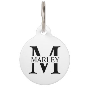 Médaillon Pour Animaux Nom de l'animal et monogramme avec coordonnées du