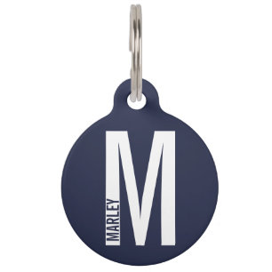 Médaillon Pour Animaux Nom de l'animal et monogramme avec coordonnées du