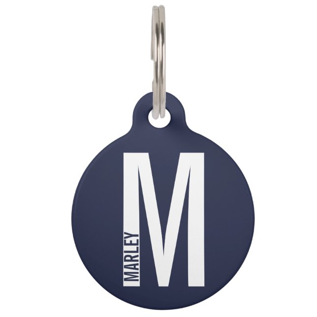 Médaillon Pour Animaux Nom de l'animal et monogramme avec coordonnées du  (Devant)