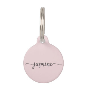 Médaillon Pour Animaux Nom de monogramme minimaliste simple féminin écrit