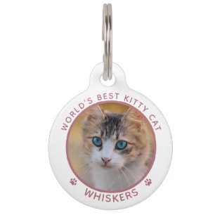 Médaillon Pour Animaux Nom de photo de chat mignon Empreintes de pattes r