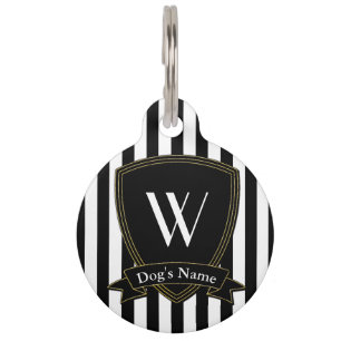 Médaillon Pour Animaux Nom du monogramme Insigne Bande noire