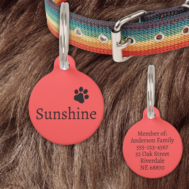 Médaillon Pour Animaux Nom et adresse de l'animal de compagnie personnali (Créateur téléchargé)