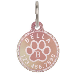 Médaillon Pour Animaux Nom et téléphone du monogramme   Balise Peach Pink