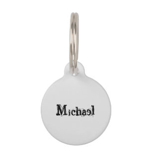 Médaillon Pour Animaux Nom monogramme moderne minimaliste noir gris