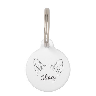 Médaillon Pour Animaux Nom personnalisé minimal simple Siamese Chat