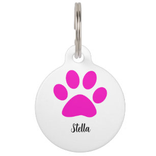 Médaillon Pour Animaux Nom personnalisé Monogramme Empreinte de patte Mot