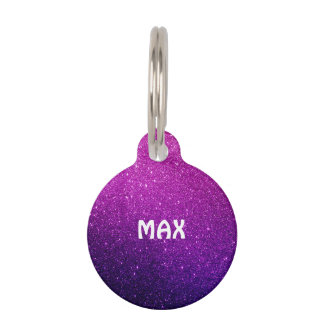 Médaillon Pour Animaux Nom personnalisé Parties scintillant violet