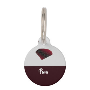 Médaillon Pour Animaux Nom personnalisé rubis rouge pierres précieuses