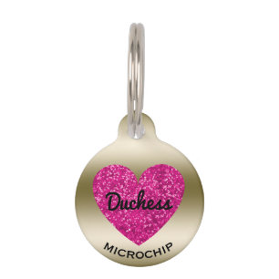 Médaillon Pour Animaux Numéro de téléphone rose mignon personnalisé