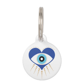 Médaillon Pour Animaux Oeil mal grec du coeur