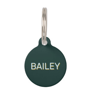 Médaillon Pour Animaux Ombre portée moderne texte personnalisé bleu vert