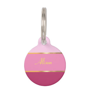 Médaillon Pour Animaux or rose moderne chic Nom