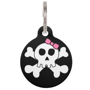 Médaillon Pour Animaux Os croisés Girly personnalisés de crâne d'arc