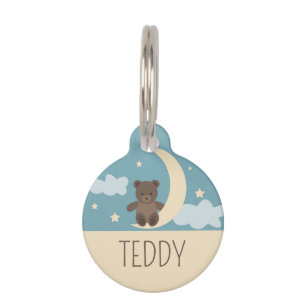 Médaillon Pour Animaux Ours en peluche avec lune