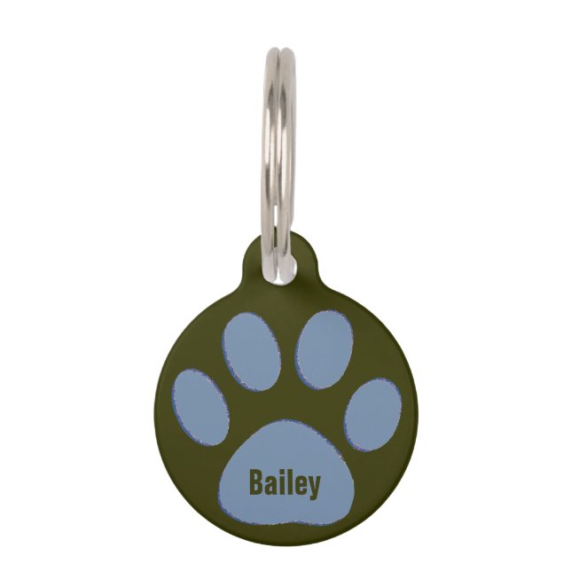 Médaillon Pour Animaux Page de chien bleu personnalisée (Devant)