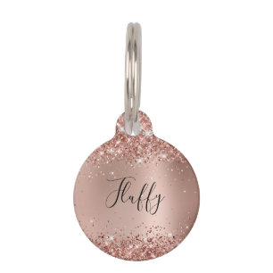 Médaillon Pour Animaux Pailleté Rose Gold Glam Gradient scintillant