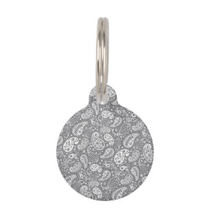 Médaillon Pour Animaux Paisley aux nuances du gris