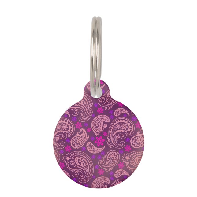 Médaillon Pour Animaux Paisley rose et pourpre Antiqued (Devant)