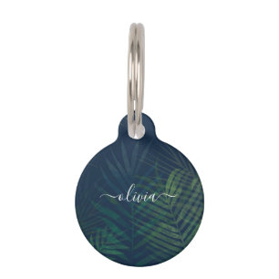 Médaillon Pour Animaux Palmiers vert foncé motif feuille