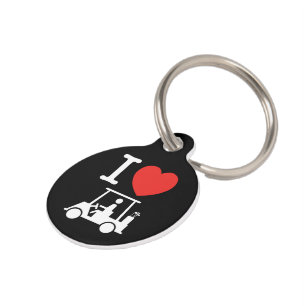 Médaillon Pour Animaux Panier de golf I Heart (Love)