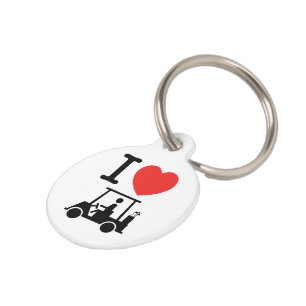 Médaillon Pour Animaux Panier de golf I Heart (Love)