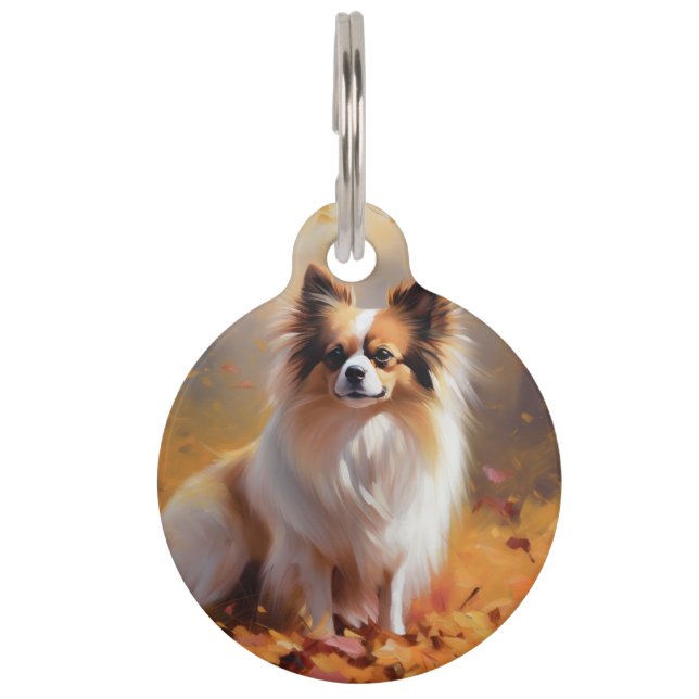 Médaillon Pour Animaux Papillon dans les feuilles d'automne fait s'envole (Devant)