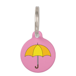 Médaillon Pour Animaux Parapluie Jaune Ajouter un nom