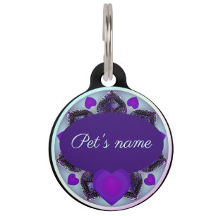 Médaillon Pour Animaux Parapluie violet & coeurs .7