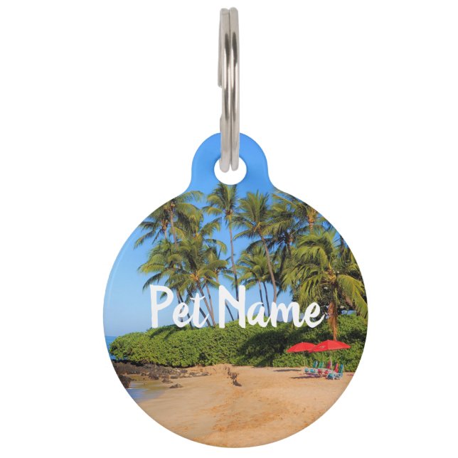 Médaillon Pour Animaux Parasols de plage de Maui (Devant)