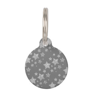 Médaillon Pour Animaux Parties scintillant argent scintille Étoiles motif