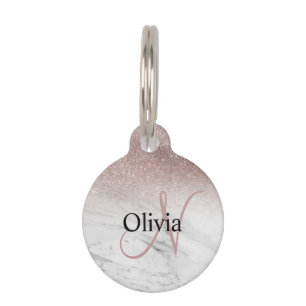 Médaillon Pour Animaux Parties scintillant d'or Rose personnalisé en marb