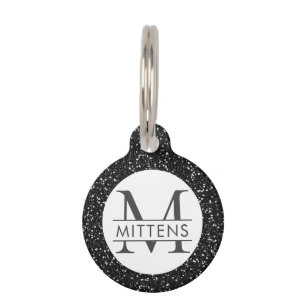 Médaillon Pour Animaux Parties scintillant noire rose étincelante