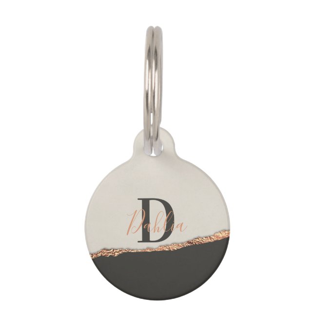 Médaillon Pour Animaux parties scintillant or rose noir rose moderne mono (Devant)