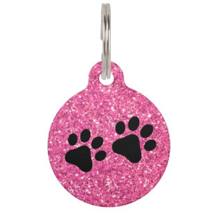 Médaillon Pour Animaux Parties scintillant rose pétillant motif, empreint