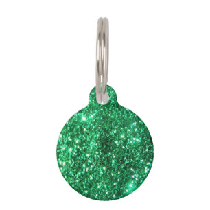 Médaillon Pour Animaux Parties scintillantes vertes étincelantes