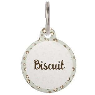 Médaillon Pour Animaux Pâtes de biscuits empreintes de pattes motif vert