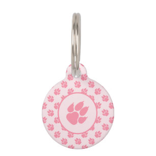 Médaillon Pour Animaux Patte de Chien Rose et Info Personnalisée sur l'An