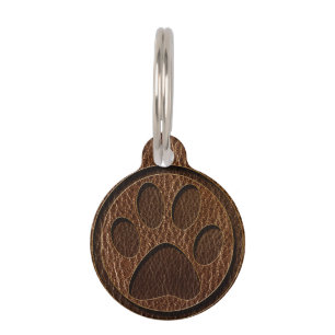 Médaillon Pour Animaux Patte simili cuir